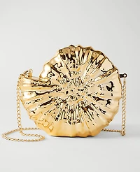 Ann Taylor Metal Conch Clutch Handbag Gold Women's