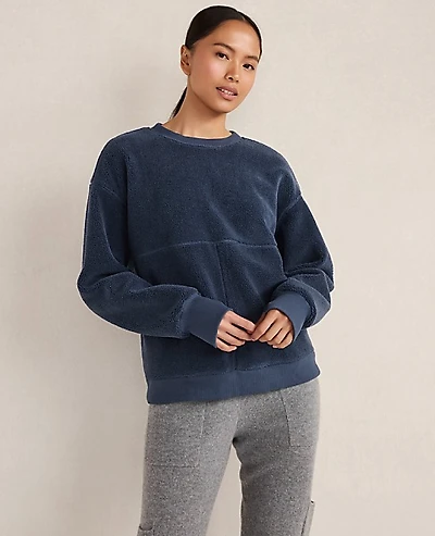 Ann Taylor Haven Well Within Sherpa Sweatshirt North Sea Blue Women's