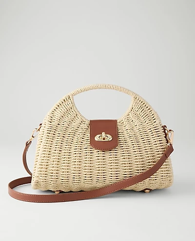 Ann Taylor Rattan Crossbody Bag Natural Women's
