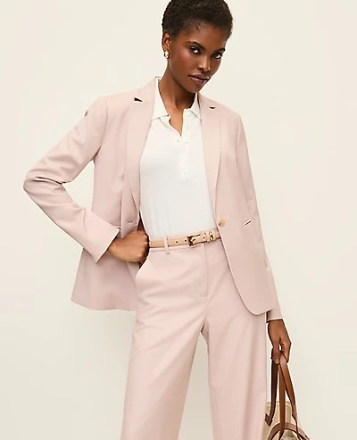 Ann Taylor The Petite Long Single Button Blazer Size 12 Brushed Sand Women's