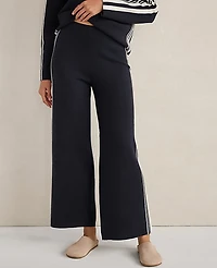 Ann Taylor Haven Well Within Sporty Stripe Straight Leg Pants Deep Blue Moon Women's