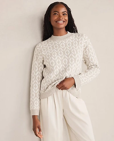 Ann Taylor Haven Well Within Organic Cotton Blend Diamond Stitch Sweater 000523 Women's