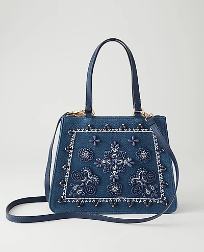 Ann Taylor Beaded Crossbody Bag Night Sky Women's