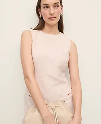 Ann Taylor Petite Tweed Button Pocket Shift Dress Blush Haze Women's