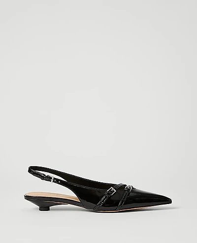 Ann Taylor Strappy Patent Slingback Pump Black Women's