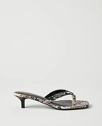 Ann Taylor Snake Print Kitten Heel Sandal Black Women's