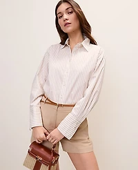 Ann Taylor Petite Striped Button Down Shirt Baguette Women's