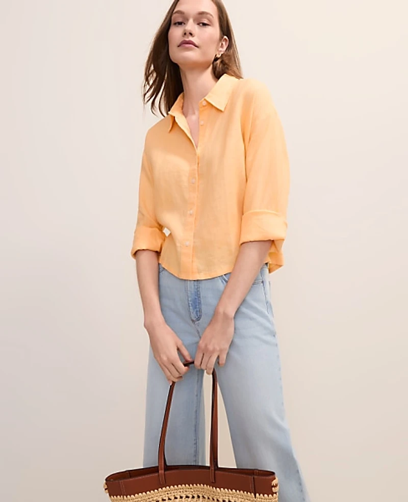 Ann Taylor The Linen Button Down Shirt Women's