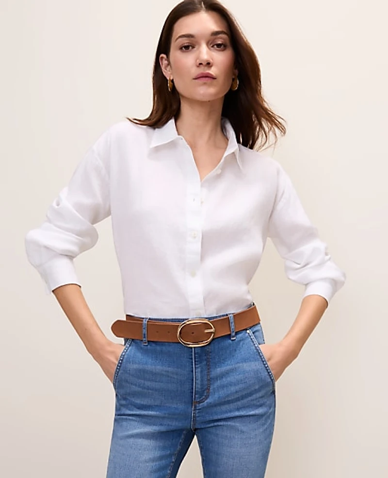 Ann Taylor The Linen Button Down Shirt Women's