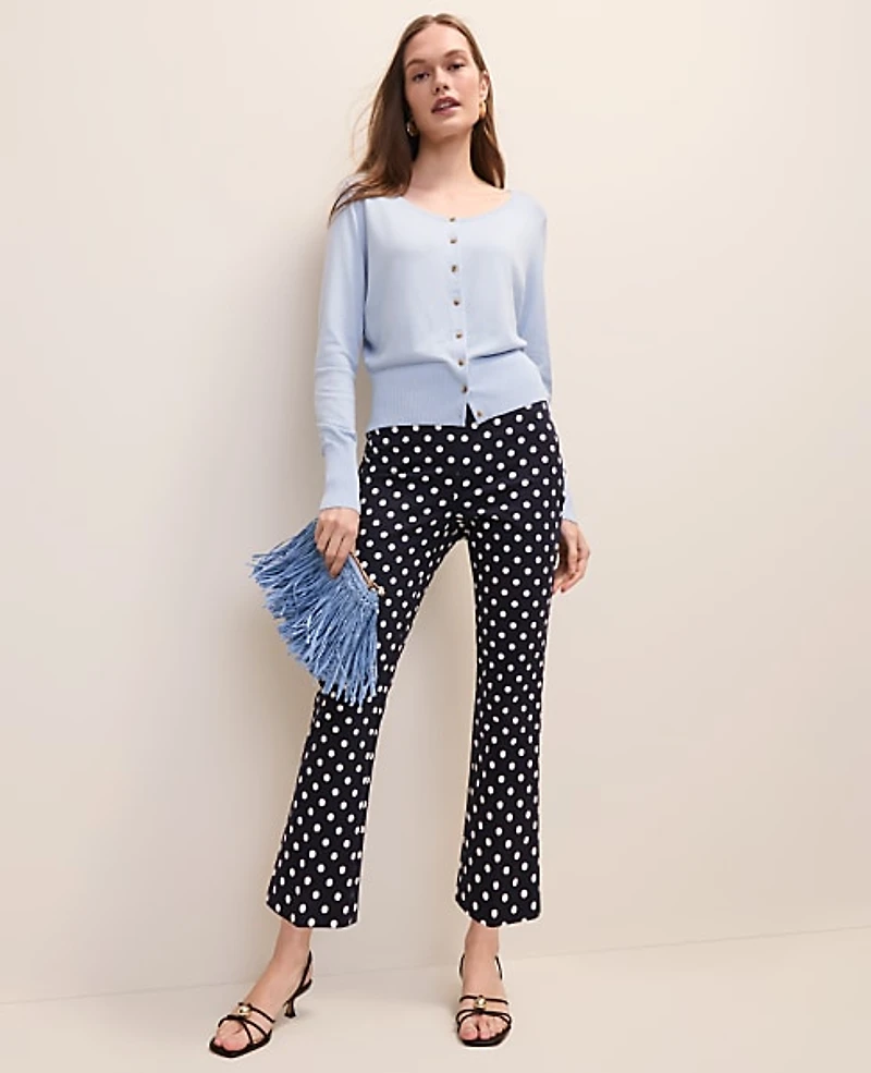 Ann Taylor The Petite Slim Kick Capri Polka Dot Night Sky Women's