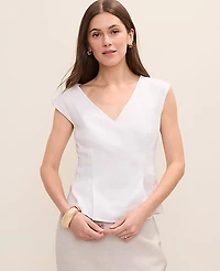 Ann Taylor Peplum Top Linen Blend Women's