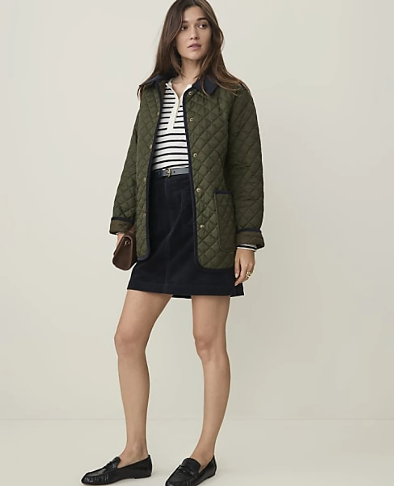 Ann Taylor Weekend A-Line Skirt Corduroy Night Sky Women's