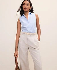 Ann Taylor Striped Sleeveless Essential Shirt Vista Blue Women's