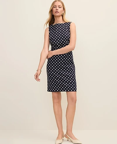 Ann Taylor The Belted Shift Dress Polka Dot Night Sky Women's