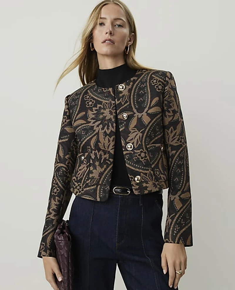 Ann Taylor The Paisley Patch Pocket Jacket Safari Foliage Women's