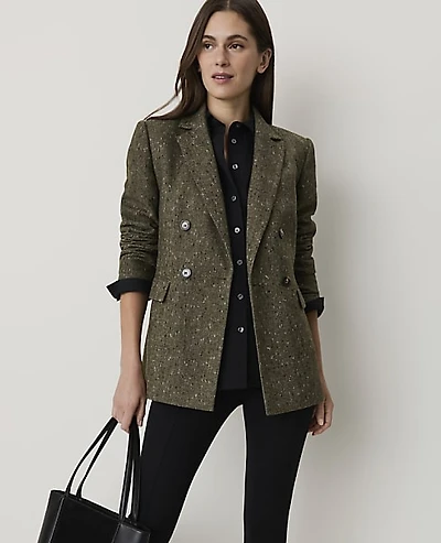 Ann Taylor The Petite Herringbone Tailored Blazer Olive Women's