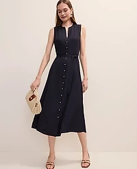 Ann Taylor Belted Flare Dress Night Sky Women's