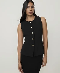 Ann Taylor Crew Neck Peplum Vest Black Women's