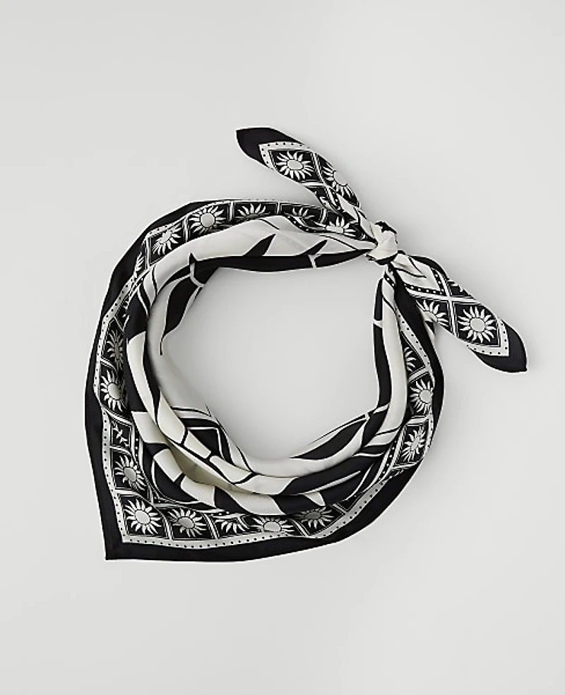 Ann Taylor Sun Print Silk Scarf Black Women's