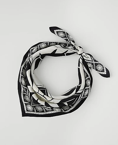 Ann Taylor Sun Print Silk Scarf Black Women's