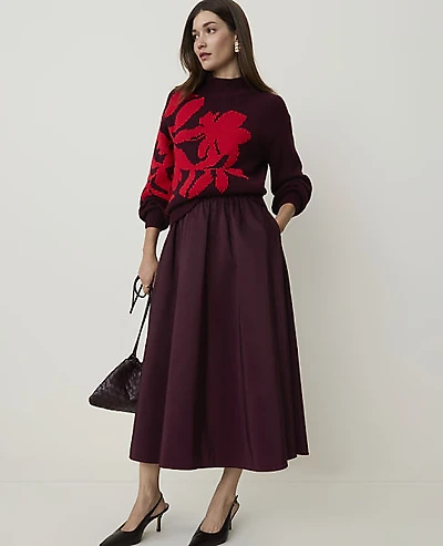 Ann Taylor The Full Midi Skirt Taffeta Purest Plum Women's