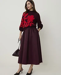 Ann Taylor The Full Midi Skirt Taffeta Purest Plum Women's