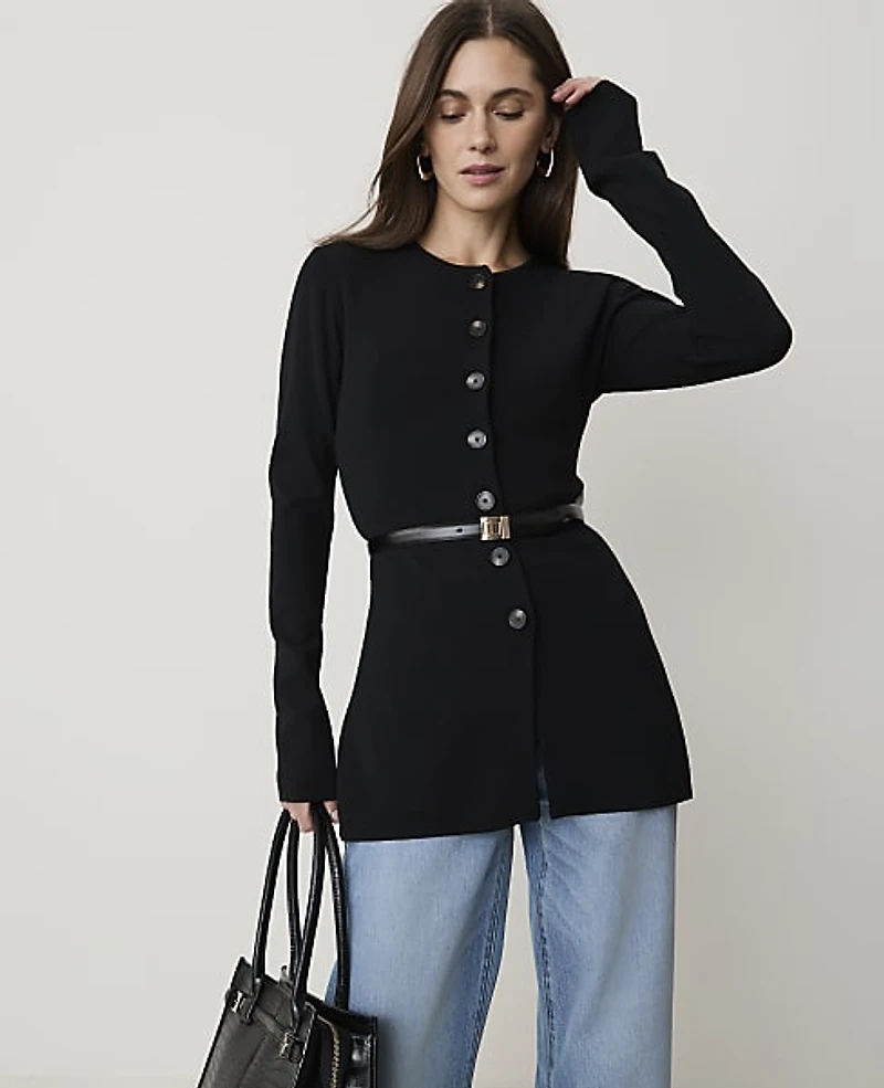 Ann Taylor Petite Longline Cardigan Black Women's