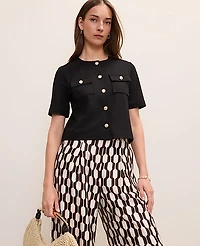 Ann Taylor The Crew Neck Jacket Ponte Black Women's