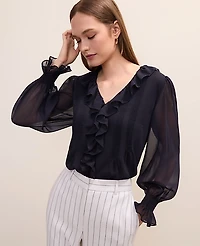 Ann Taylor Ruffle Trim Blouse Women's
