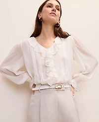 Ann Taylor Ruffle Trim Blouse Women's