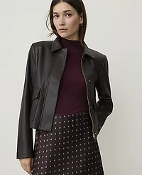 Ann Taylor Collared Patch Pocket Jacket Pure Chocolate Women's
