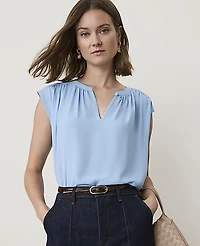 Ann Taylor Mixed Media Keyhole Sleeveless Top Women's