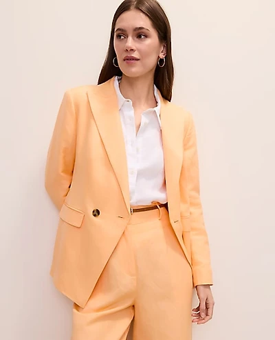 Ann Taylor The Petite Cutaway Blazer Linen Blend Tropical Papaya Women's