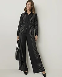 Ann Taylor The Geo Print Side Zip Pant Black Women's