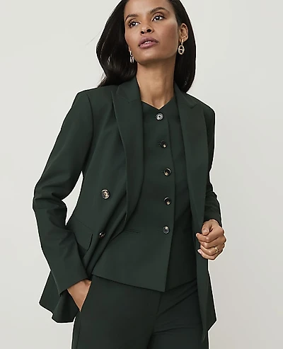 Ann Taylor The Petite Tailored Blazer Seasonless Stretch Dark Forest Green Women's