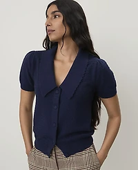 Ann Taylor Short Sleeve Sailor Collar Cardigan Women's