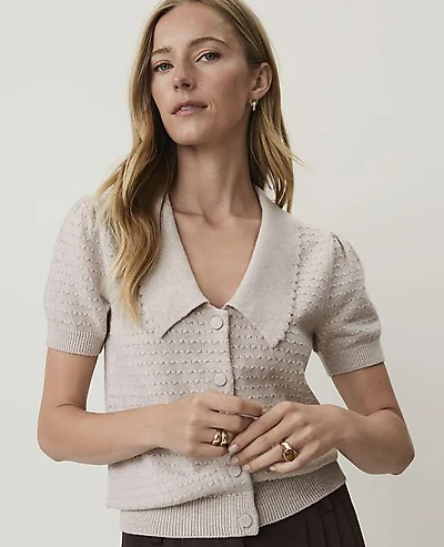 Ann Taylor Short Sleeve Sailor Collar Cardigan Women's