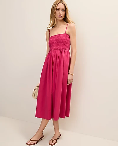Ann Taylor Weekend Smocked Maxi Dress Cranberry Red Women's