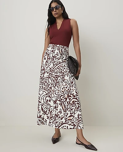 Ann Taylor Paisley Maxi Skirt Satin Popcorn B Women's