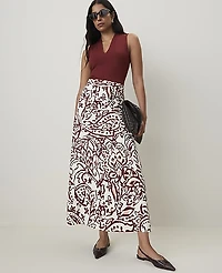 Ann Taylor Paisley Maxi Skirt Satin Popcorn B Women's