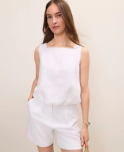 Ann Taylor Bubble Hem Top Linen Blend Women's