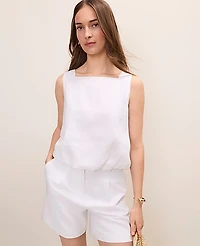 Ann Taylor Bubble Hem Top Linen Blend Women's