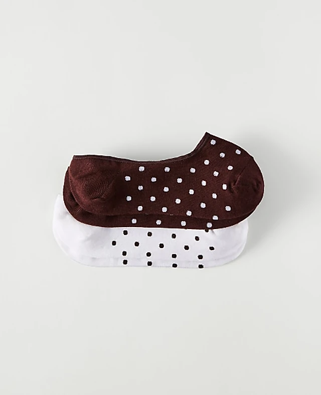 Ann Taylor Polka Dot No Show Sock Set Winter White Women's