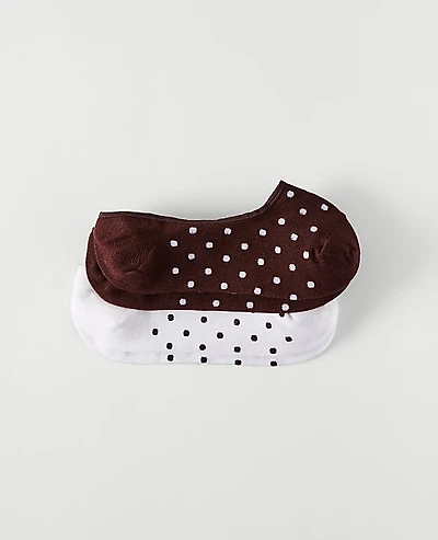 Ann Taylor Polka Dot No Show Sock Set Winter White Women's