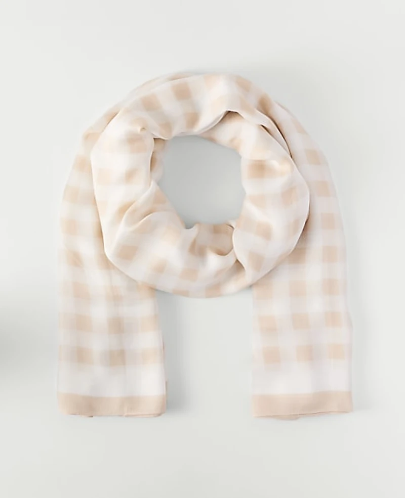 Ann Taylor Gingham Scarf Sail Cloth Women's