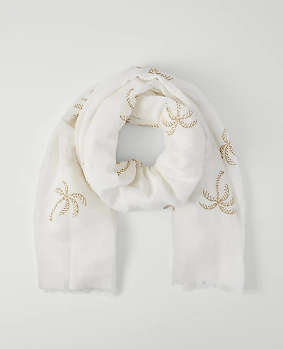 Ann Taylor Palm Tree Scarf Winter White Women's