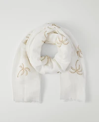 Ann Taylor Palm Tree Scarf Winter White Women's