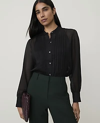 Ann Taylor Pintuck Button Down Blouse Women's