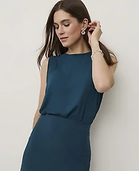 Ann Taylor Petite Mixed Media Shell Top Deep Forest Pine Women's