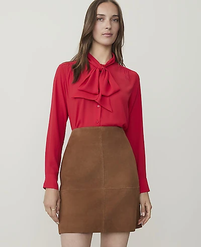 Ann Taylor Bow Blouse Bright Poppy Women's